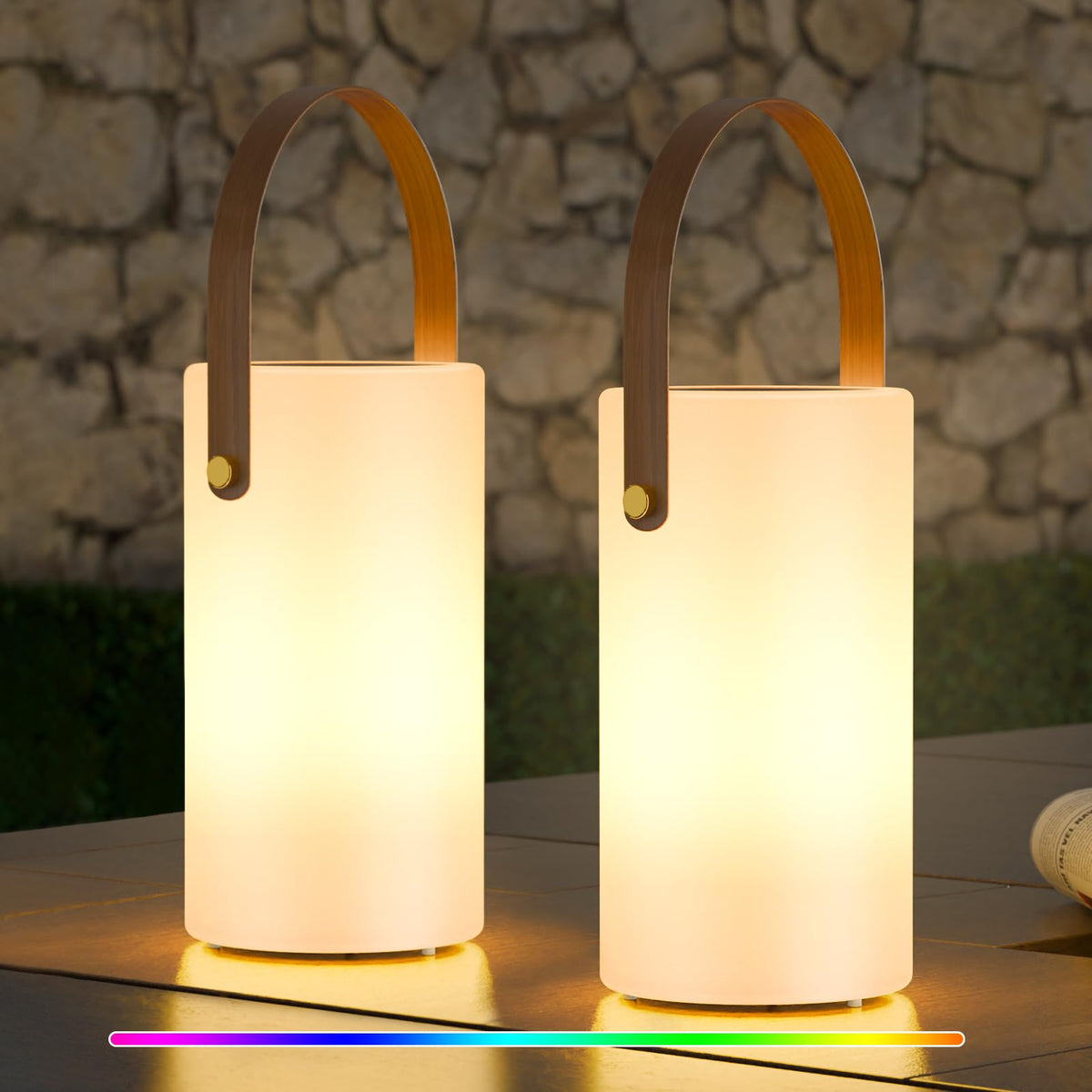 Uuffoo solar table lamp with remote control for easy outdoor ambiance.