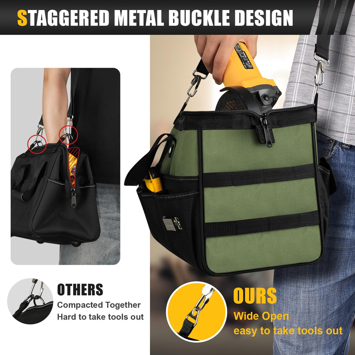 UUP bag base with anti-slip feet stays steady on uneven work sites.