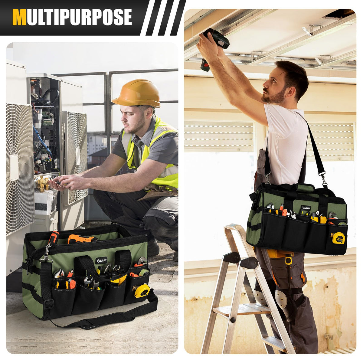 UUP 18-Inch Tool Bag wide mouth for quick access to tools and fast setup.