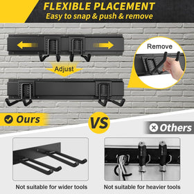 UUP adjustable garage rail system with flexible configuration for tools