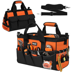UUP Heavy Duty Tool Bag showing 15-inch main compartment and 16 pockets for tool organization