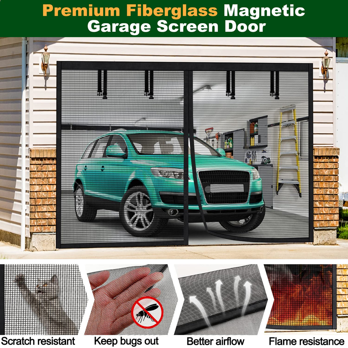 UUP magnetic-closure garage screen demonstrates hands-free entry