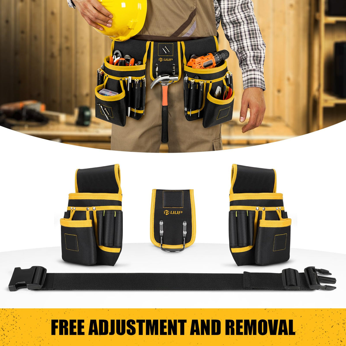 UUP Magnetic Tool Belt adjustable straps fit waists 31–48 inches.