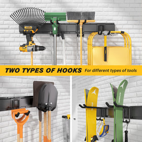 UUP multi-function garage rack maximizes wall space for equipment