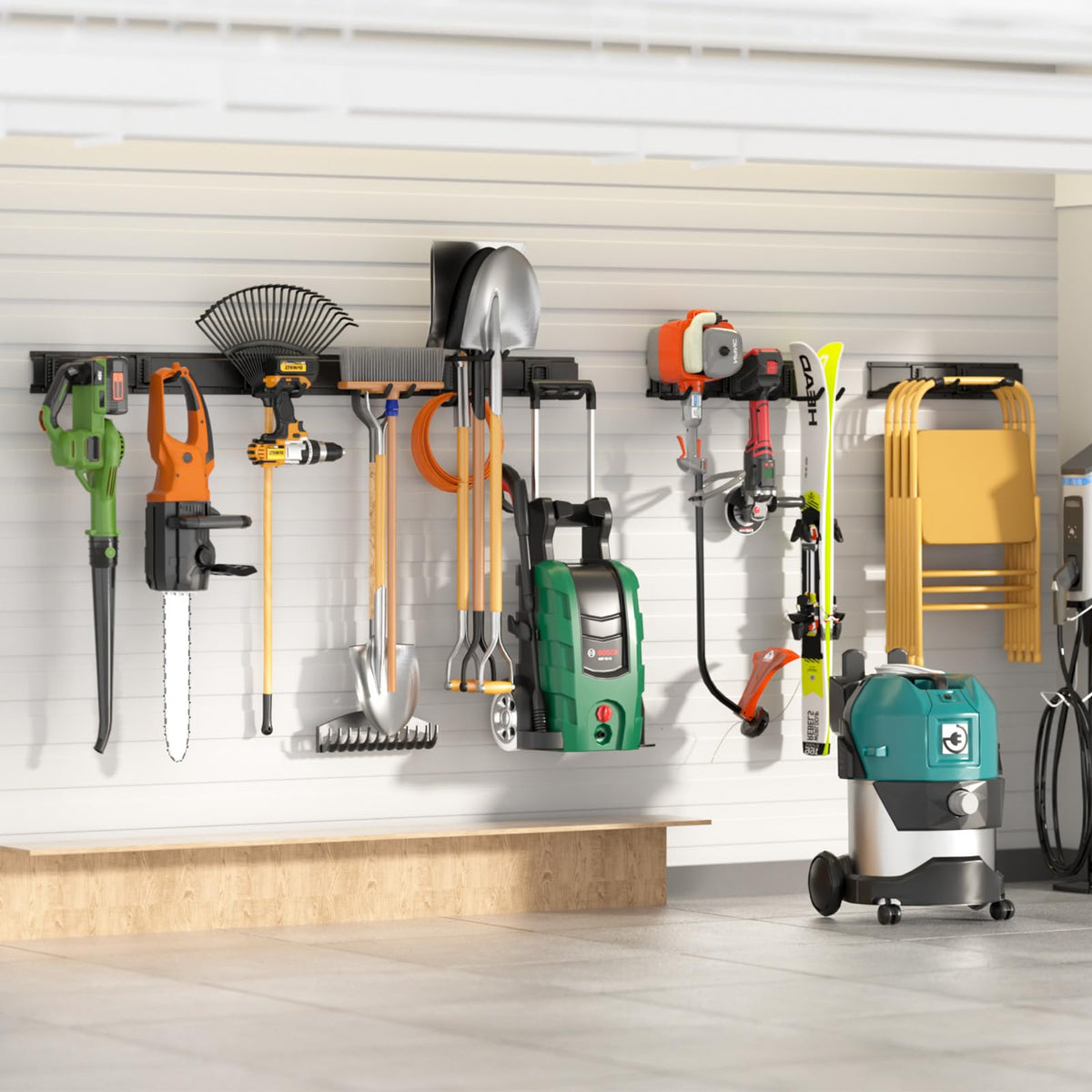 UUP multi-function garage storage rack storing garden tools and hoses
