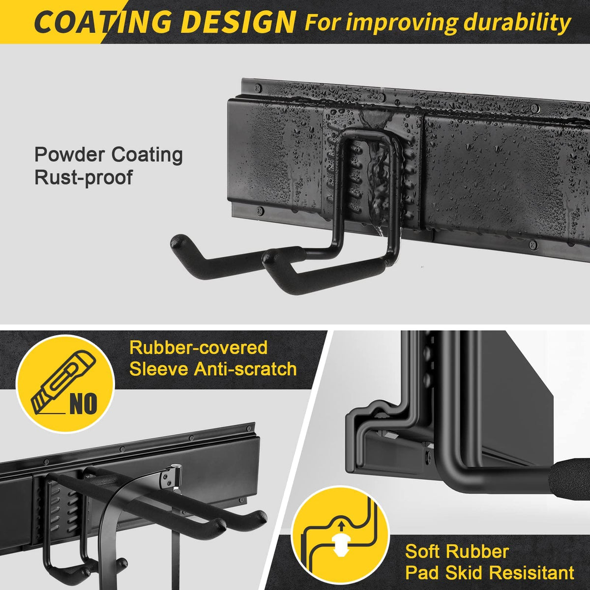 UUP rubber-coated hanging arms protecting tools and preventing slipping during use.