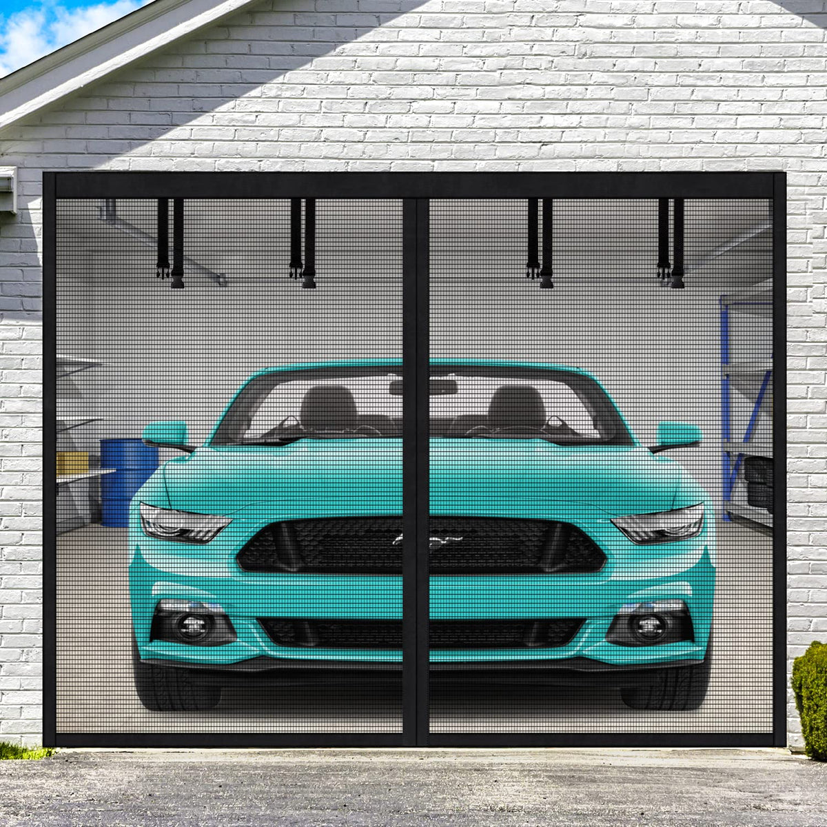 UUP single 8x7 ft garage door screen in action for bug-free ventilation
