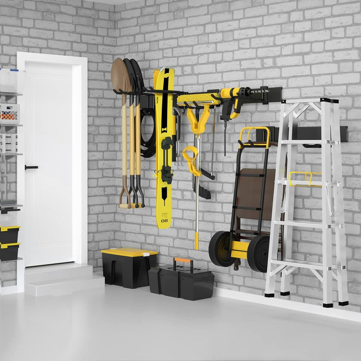 UUP space-saving wall-mounted rack freeing floor space for activities