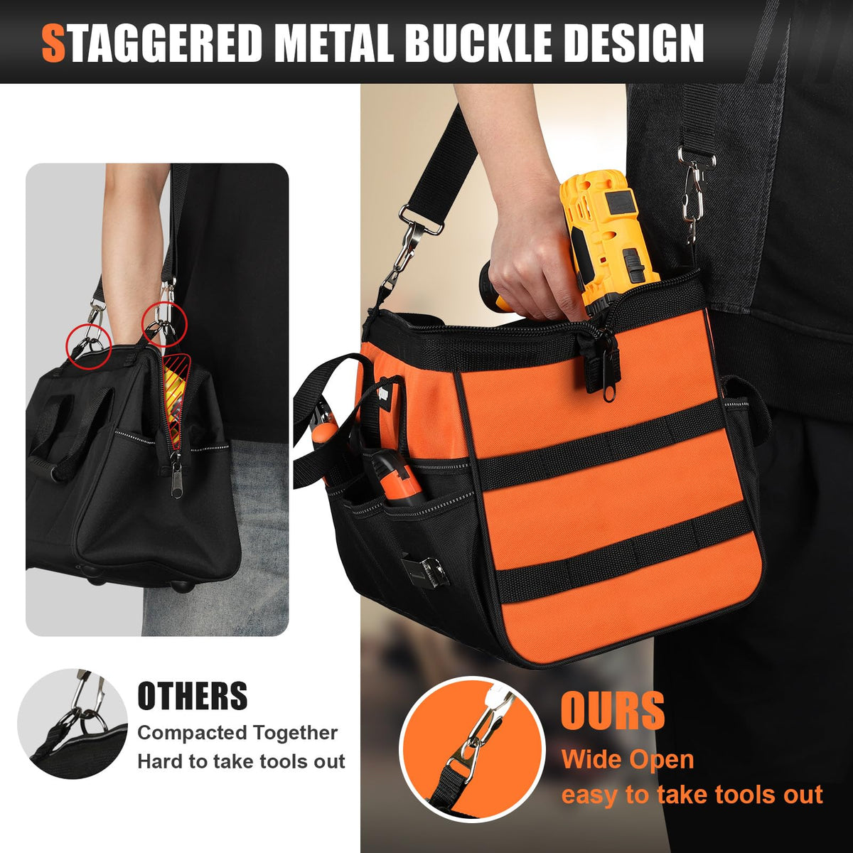 UUP tool bag anti-slip base with four rubber feet for stability