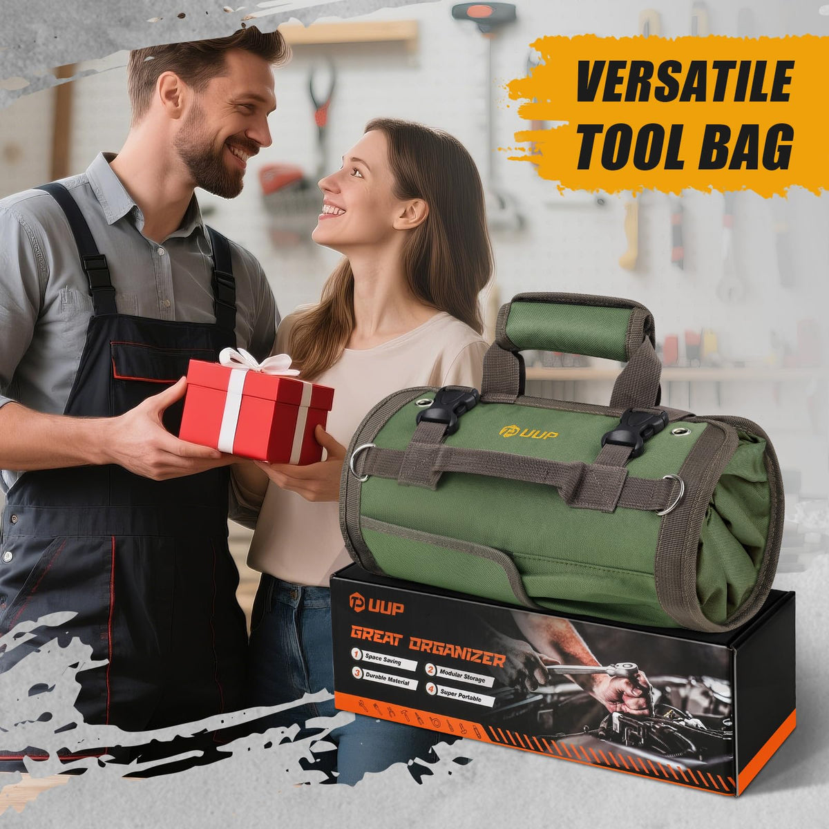 UUP Tool Bag Roll Up adjustable shoulder strap for comfortable carrying.