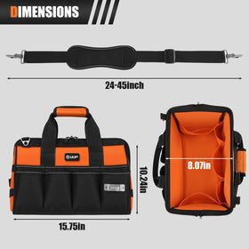 Close-up of the adjustable shoulder strap on the UUP tool bag for comfortable carrying