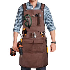 UUP Woodworking Apron in brown 20oz canvas protects clothing and tools.