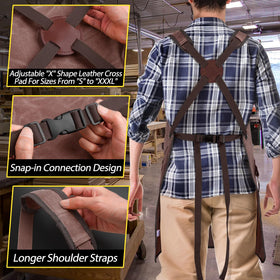 UUP Woodworking Apron brass grommets and stitching for durability.
