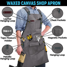 UUP apron chest pockets detail with phone pocket and tool loop
