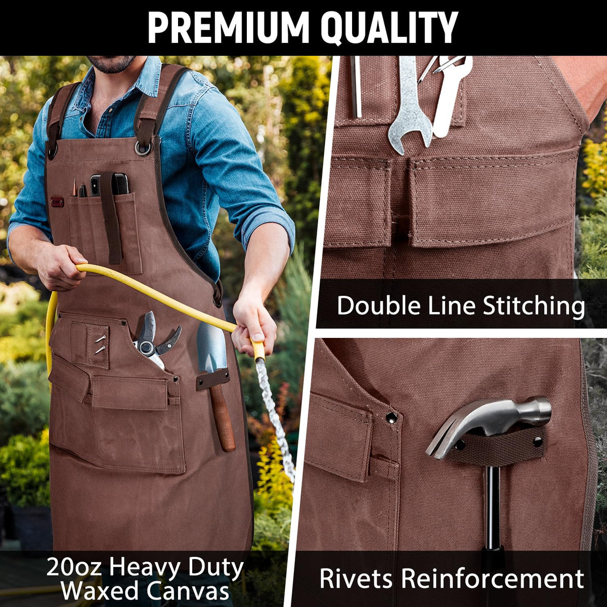 UUP Woodworking Apron cross-back strap for comfortable wear.