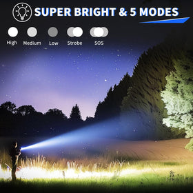 UUYEE LED flashlight with rechargeable battery indicator for reliable power.