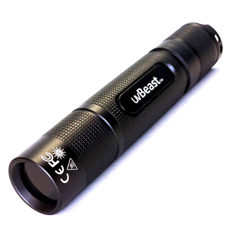 uvBeast New V3 365nm MINI front view shows compact, pocket-friendly UV power.
