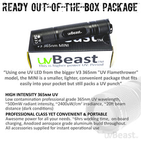 uvBeast New V3 365nm MINI side profile emphasizes compact footprint.