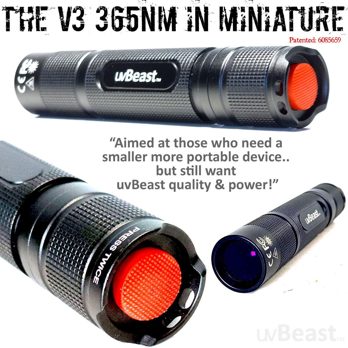 uvBeast New V3 365nm MINI wide beam demonstrates broad coverage for inspections.