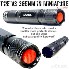 uvBeast New V3 365nm MINI wide beam demonstrates broad coverage for inspections.
