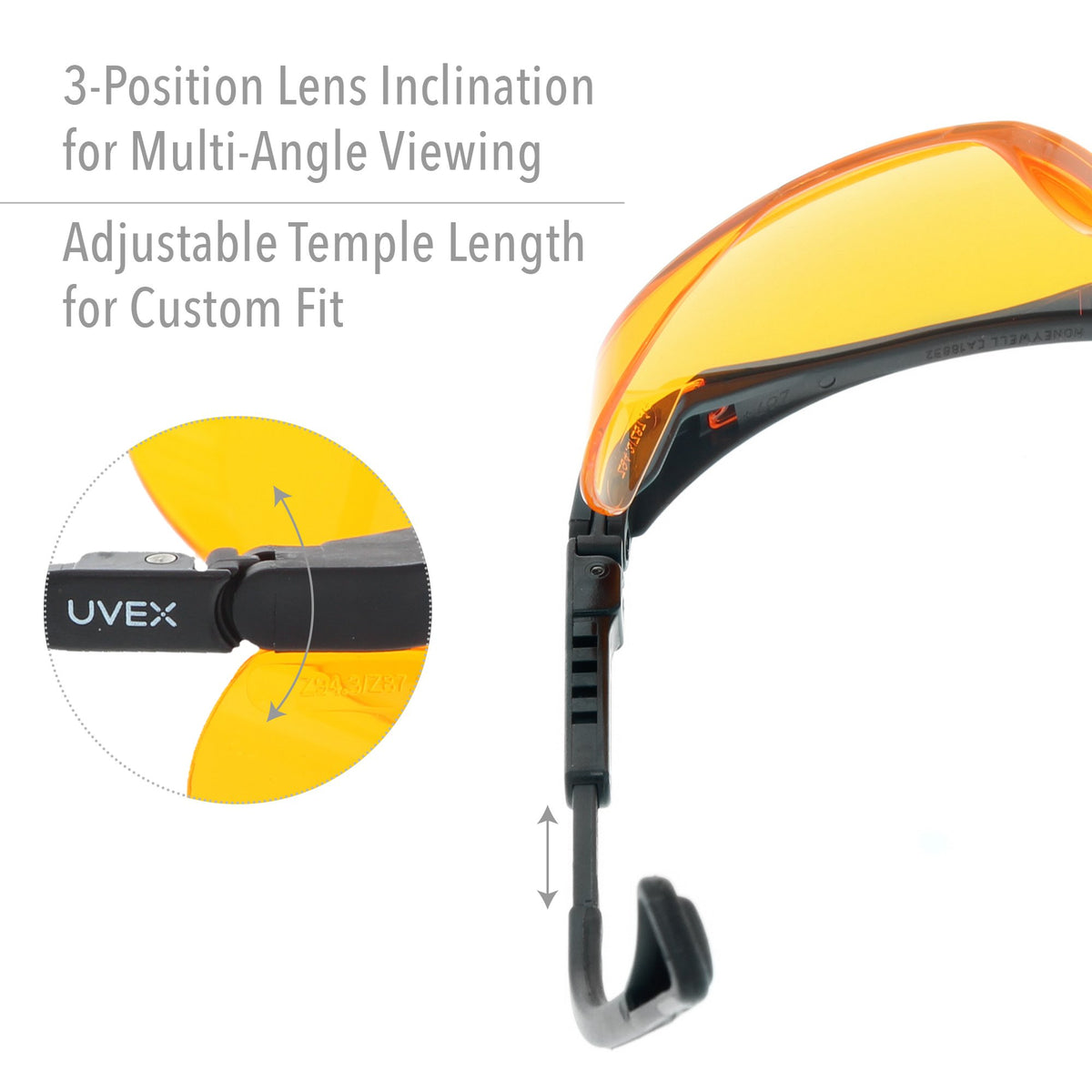 Uvex Skyper adjustable Duoflex temples provide all-day comfort