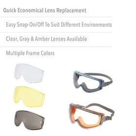 Uvex Stealth goggles use soft elastomer seal for comfortable facial fit