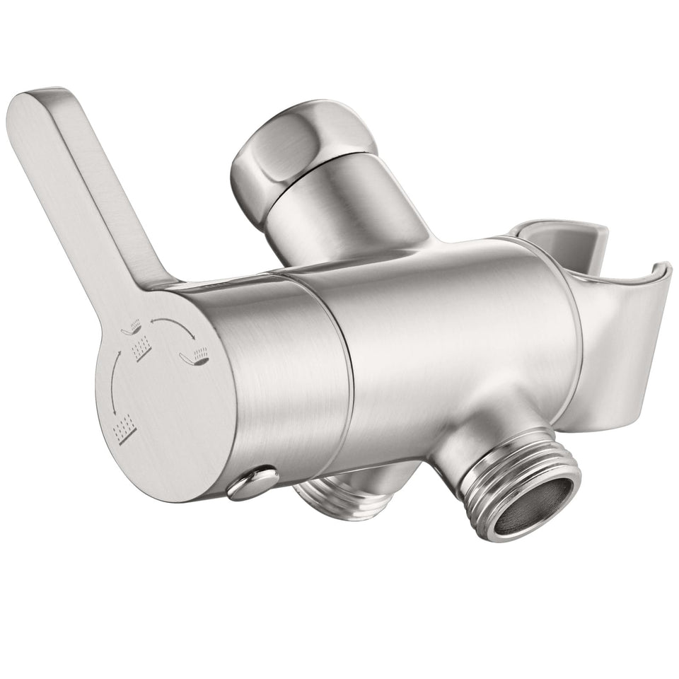 Uvish 3-way diverter valve brushed finish enabling flexible shower configurations