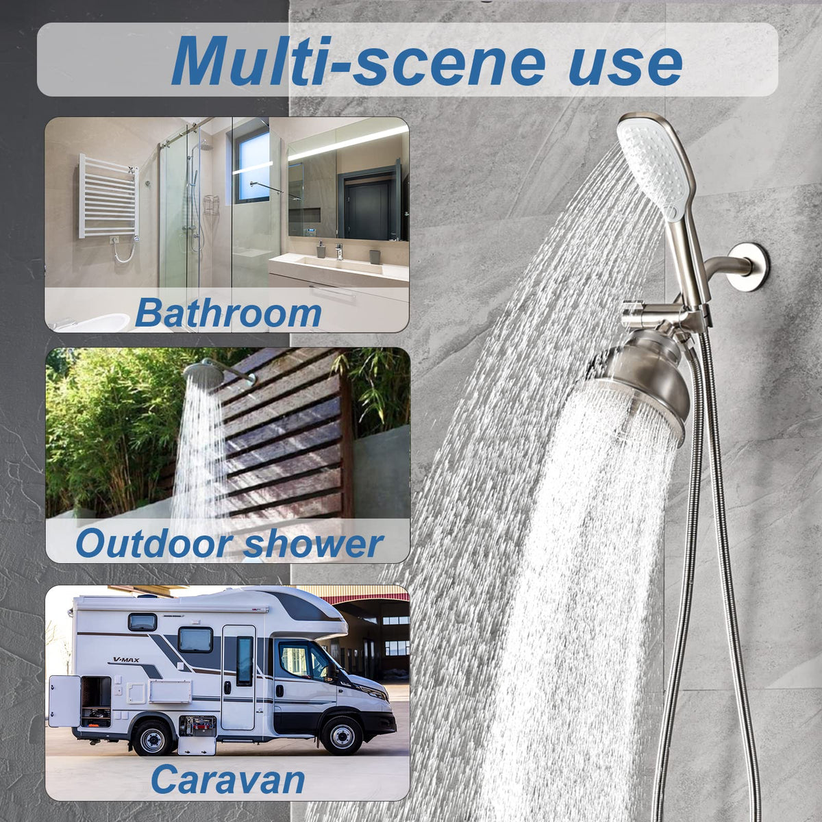 Uvish G1/2 universal connection for standard shower fittings