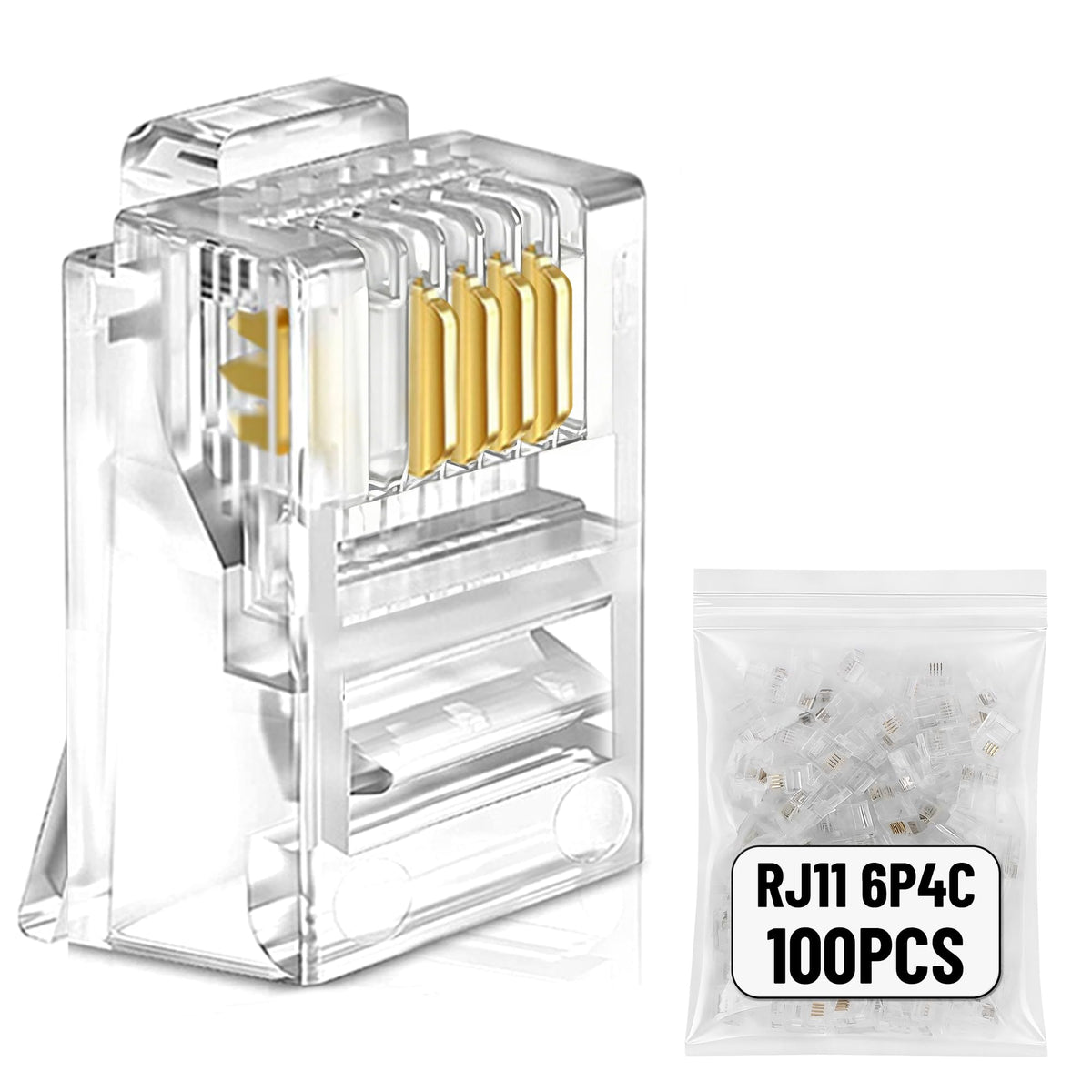 Uvital RJ11 plug with clear crystal head for clear landline connections