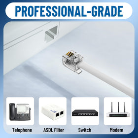Uvital RJ11 plug featuring gold-plated pins for reliable signal