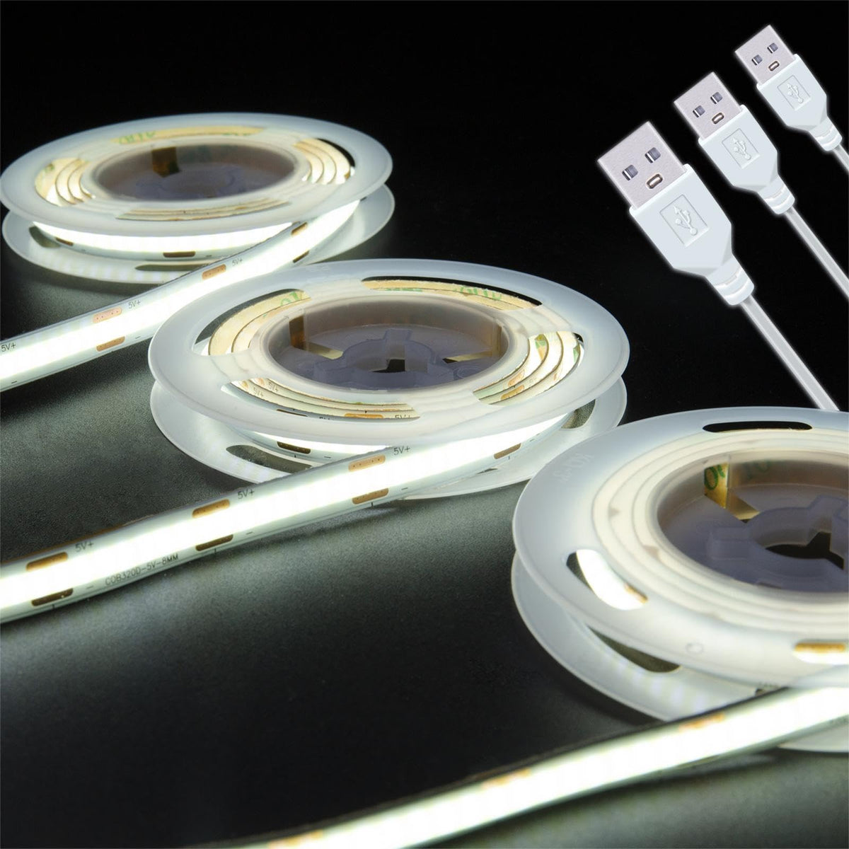 UVTaoYuan LED strip lights 3-pack unboxed for quick plug-and-play setup.