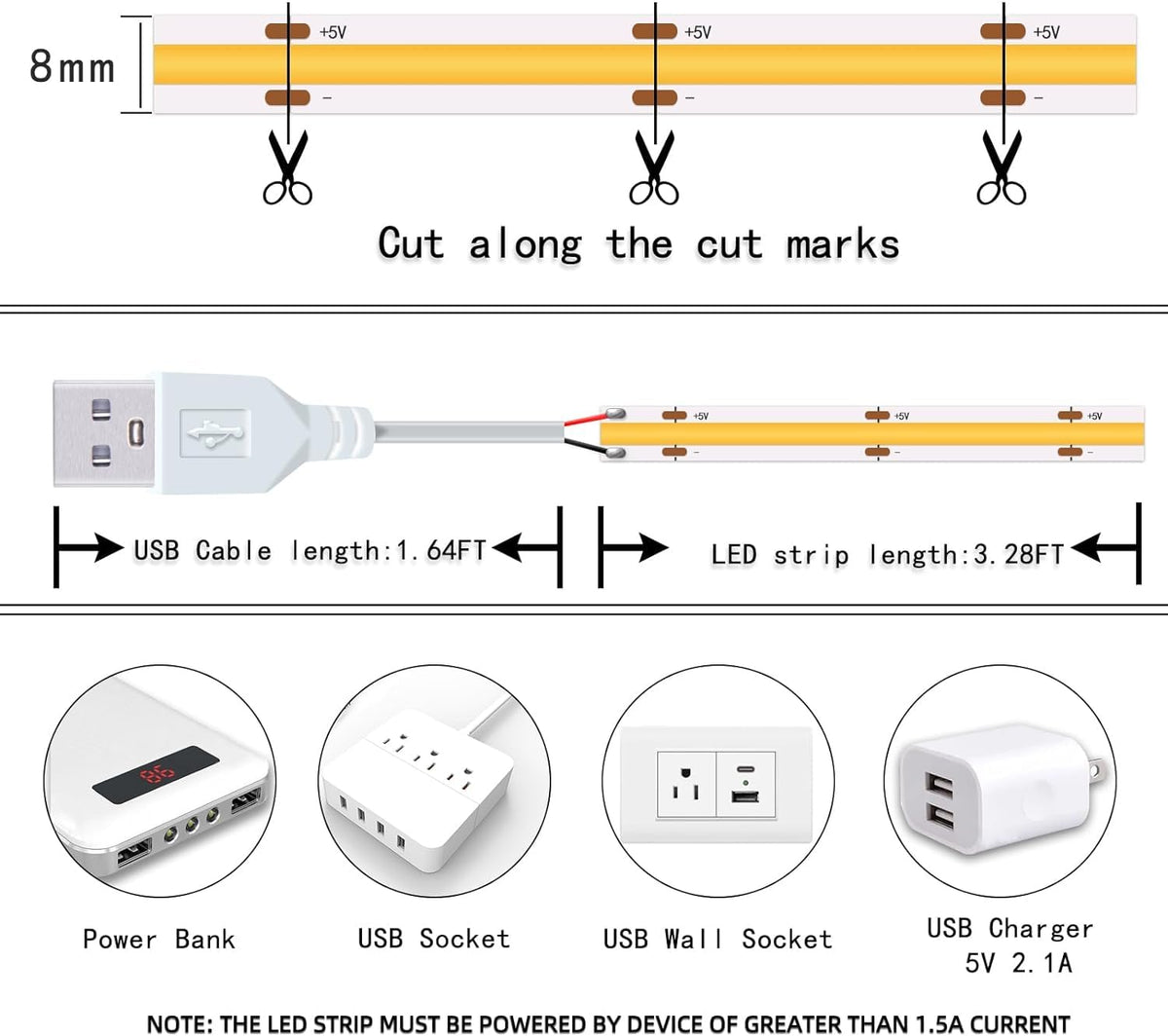 Under cabinet lighting with UVTaoYuan strips for kitchen tasks.