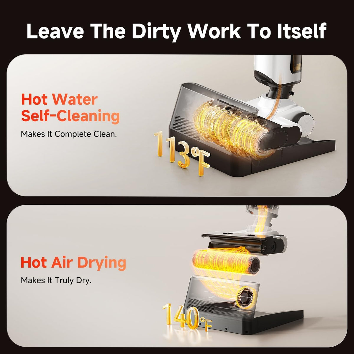 uwant self-cleaning with hot air drying for quick readiness