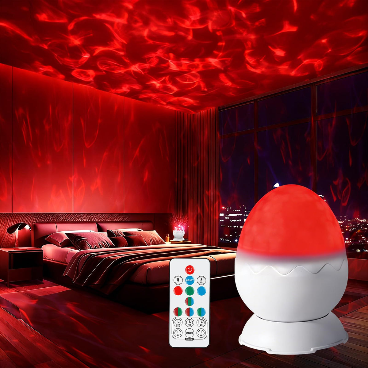 UweSmart red night light nebula projector creates soothing bedroom ambiance