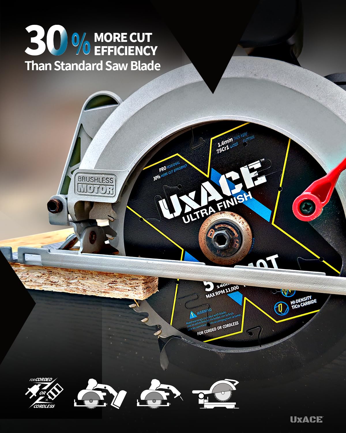 UXACE anti-vibe technology reduces vibration for smoother operation.