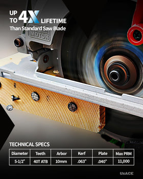 UXACE TiCo carbide 40T tip delivers durable, precise cuts.