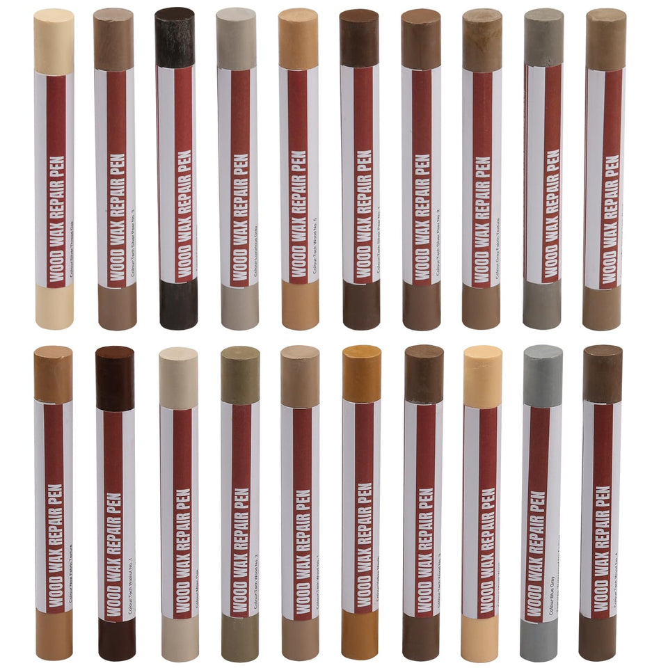 Uxney wood filler sticks swatches show 20 colors for precise matching