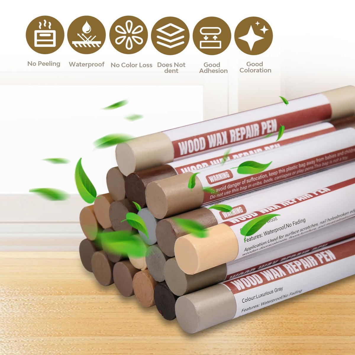 Uxney wood filler sticks dings and holes repair on floors and cabinets