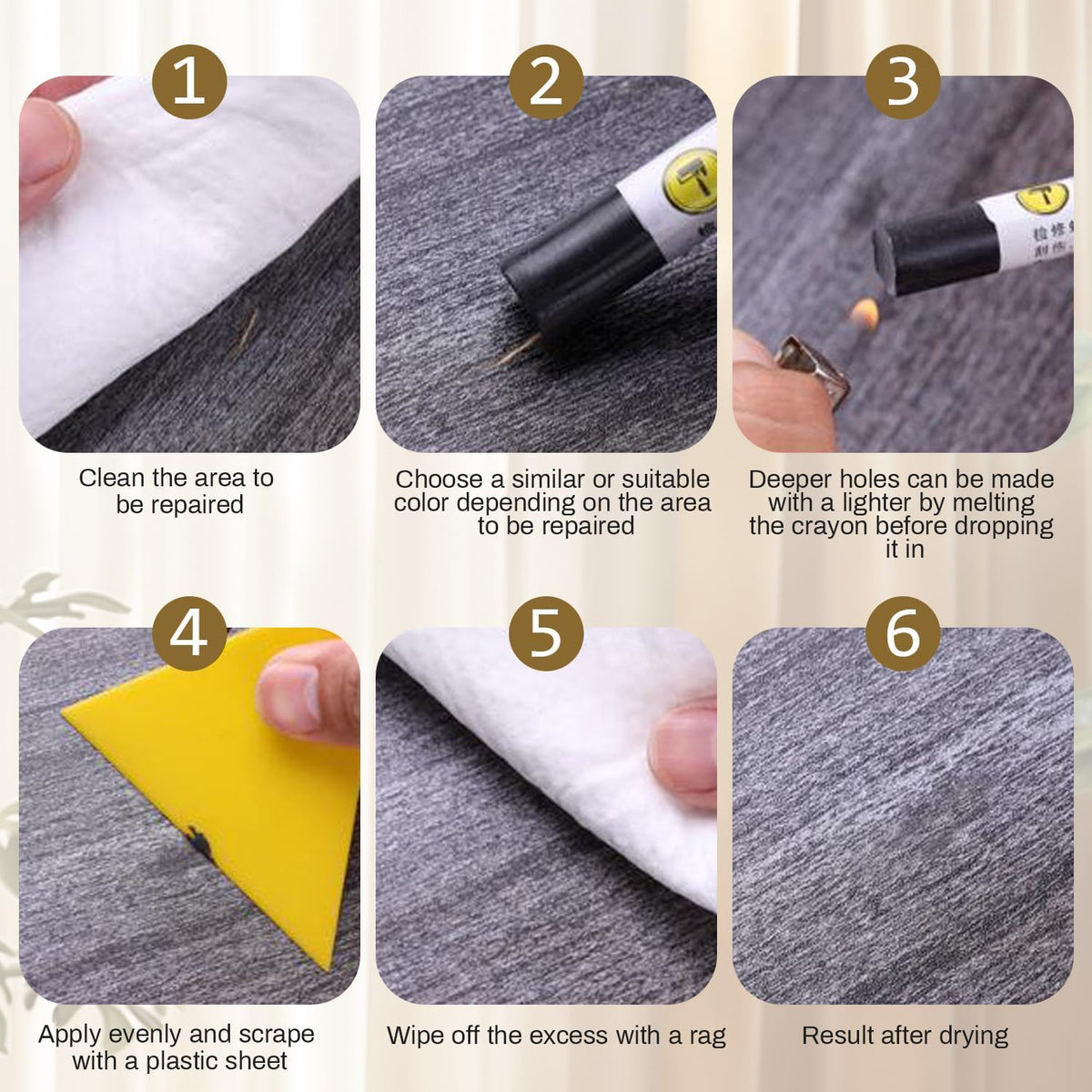 Uxney wood filler sticks finish-ready touch-up on wood surfaces