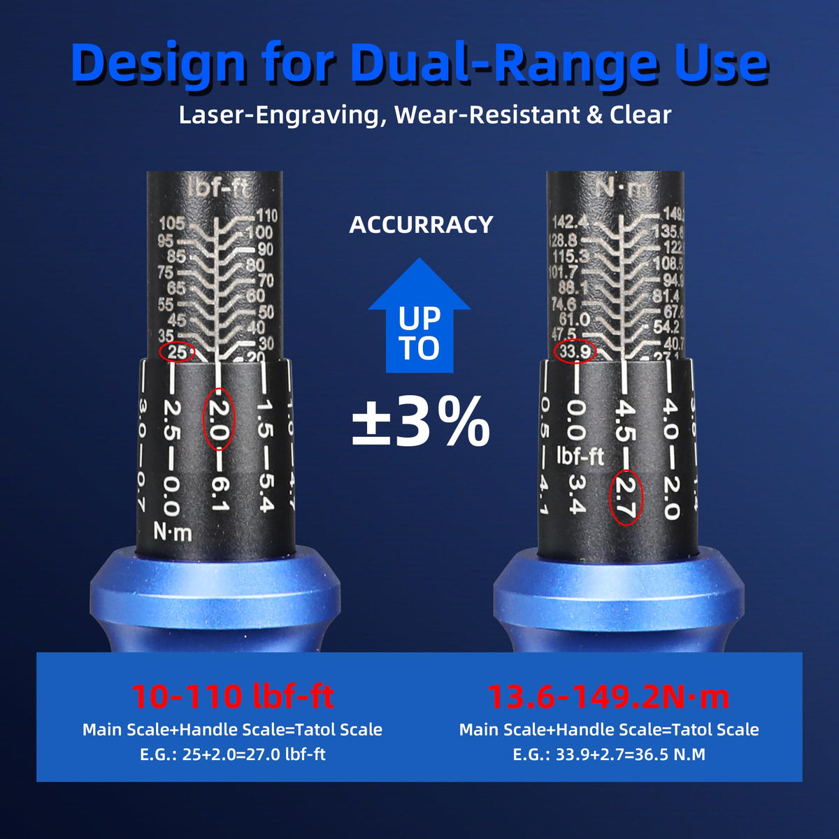 UYECOVE 5-degree ratcheting head enables smooth torque adjustments.