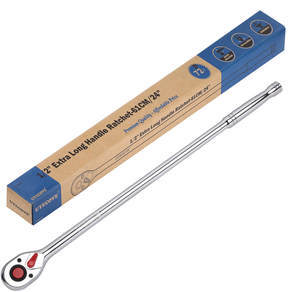 UYECOVE halfinch drive ratchet wrench with chrome head for durable fastening.