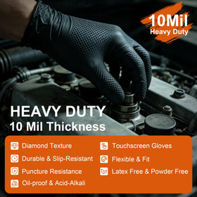 UYKKE nitrile gloves deliver puncture resistance for demanding tasks.