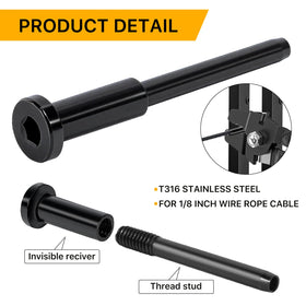 UZE 1/8 inch cable rail system shown with 2x2 posts compatibility