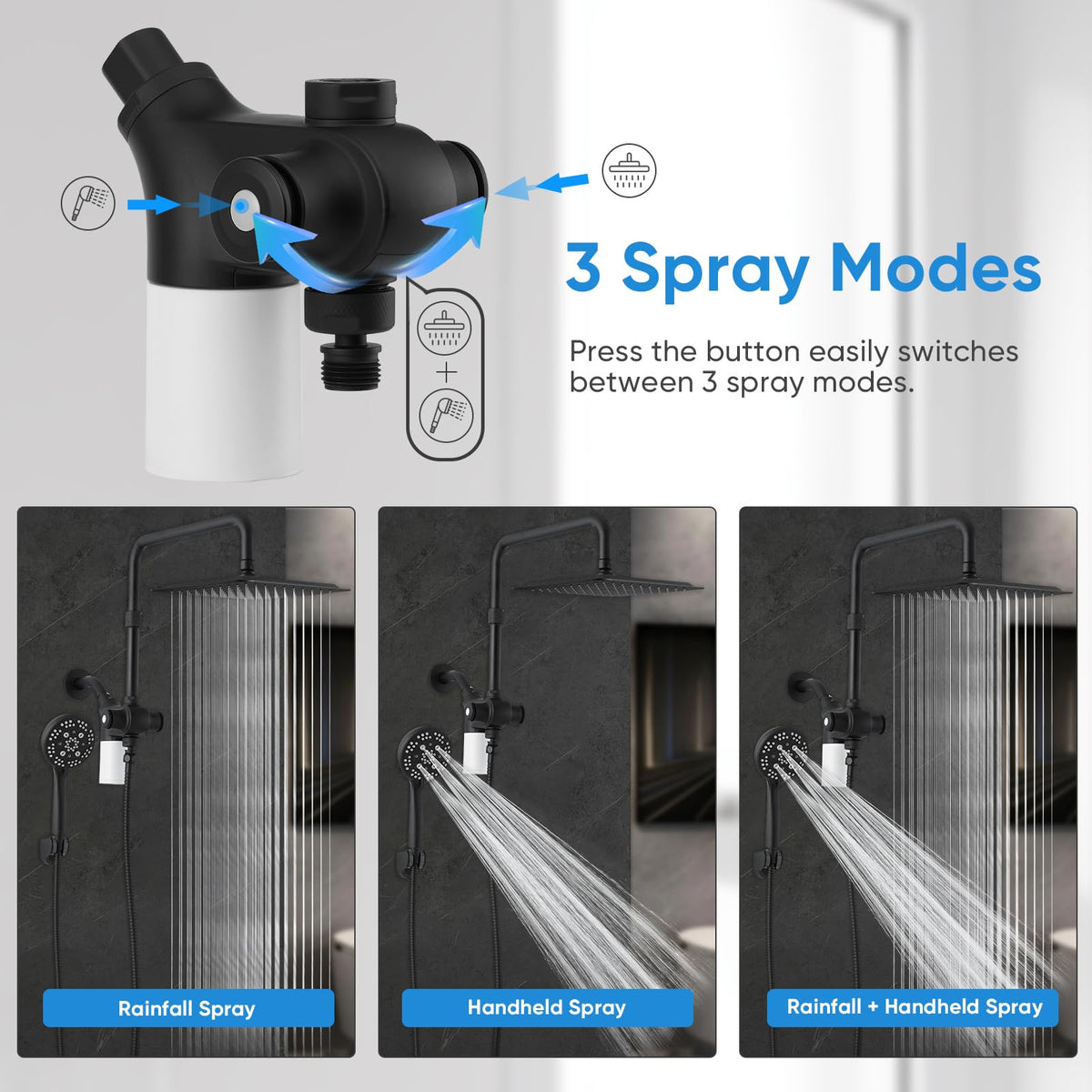 VXV seven-settings handheld shower for flexible cleansing.