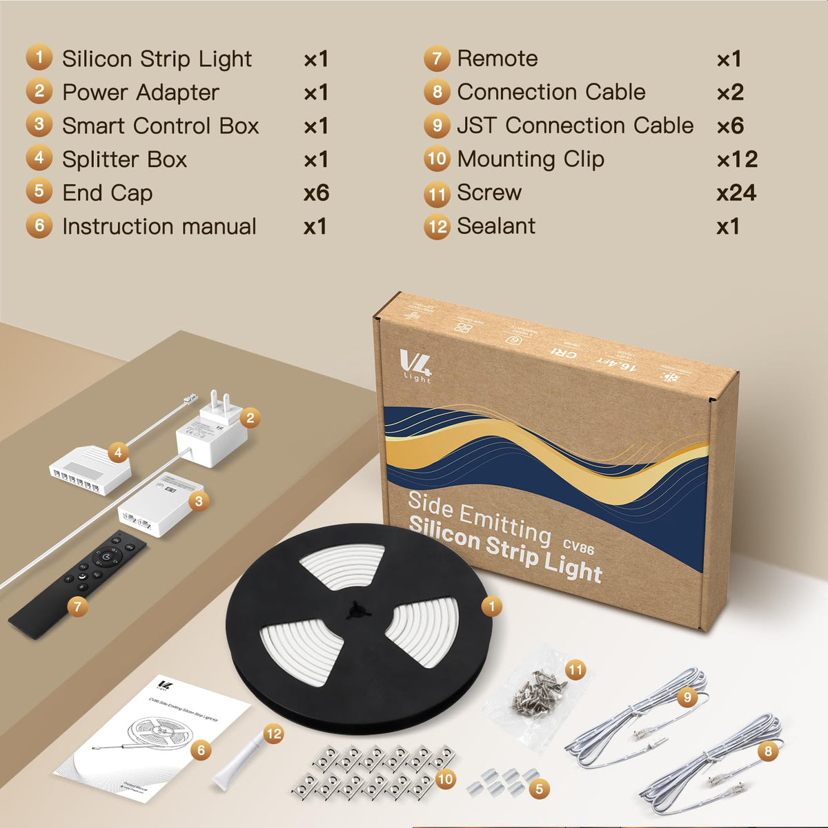 V4light under-cabinet LED strip for bright task lighting