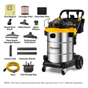 Vacmaster Beast VJE1412SW 6.5 HP motor delivers strong suction for tough messes.