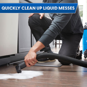 Vacmaster Blue Edition 8-Gallon vacuum cord storage for quick reach.