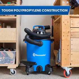 Vacmaster Blue Edition 8-Gallon vacuum on/off switch provides reliable operation.
