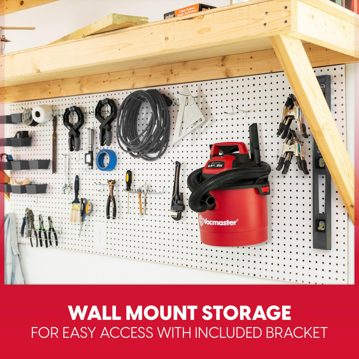 Vacmaster DVOM202P includes crevice tool for hard-to-reach areas.