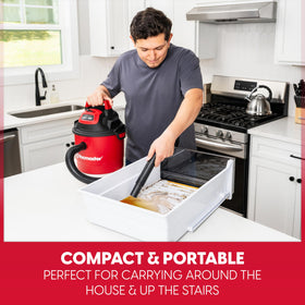 Vacmaster DVOM202P on-board storage keeps hose and cords tidy.